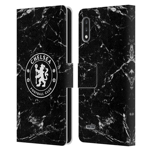 Chelsea Football Club Crest Black Marble Leather Book Wallet Case Cover For LG K22