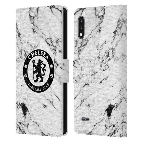 Chelsea Football Club Crest White Marble Leather Book Wallet Case Cover For LG K22