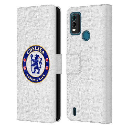 Chelsea Football Club Crest Plain White Leather Book Wallet Case Cover For Nokia G11 Plus