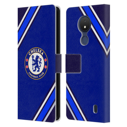 Chelsea Football Club Crest Stripes Leather Book Wallet Case Cover For Nokia C21