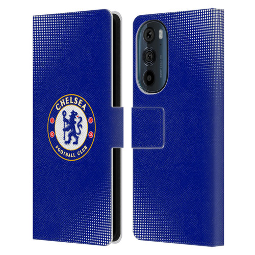 Chelsea Football Club Crest Halftone Leather Book Wallet Case Cover For Motorola Edge 30