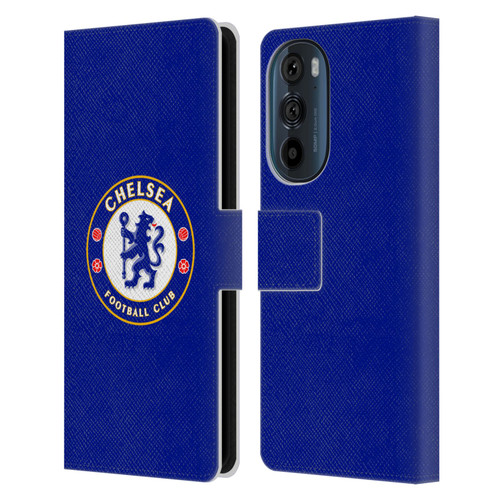 Chelsea Football Club Crest Plain Blue Leather Book Wallet Case Cover For Motorola Edge 30