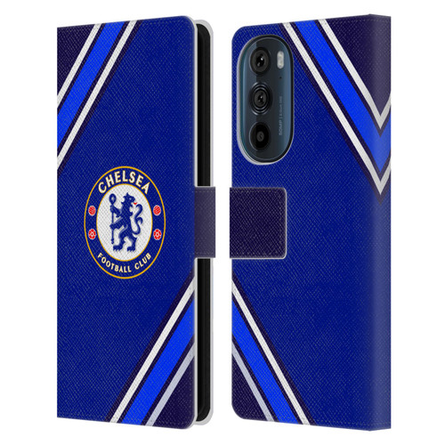 Chelsea Football Club Crest Stripes Leather Book Wallet Case Cover For Motorola Edge 30