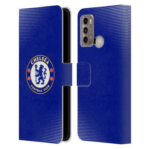 Chelsea Football Club Crest Halftone Leather Book Wallet Case Cover For Motorola Moto G60 / Moto G40 Fusion
