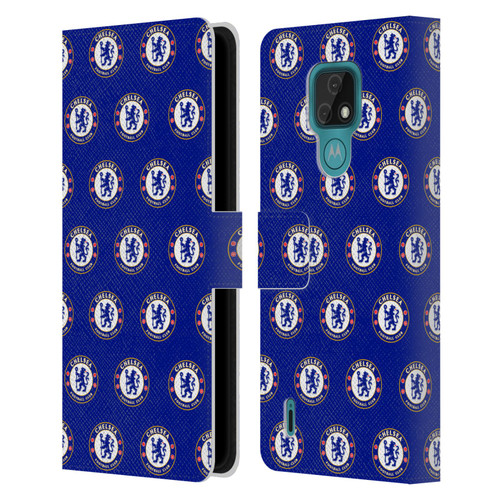 Chelsea Football Club Crest Pattern Leather Book Wallet Case Cover For Motorola Moto E7