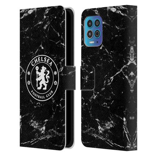 Chelsea Football Club Crest Black Marble Leather Book Wallet Case Cover For Motorola Moto G100