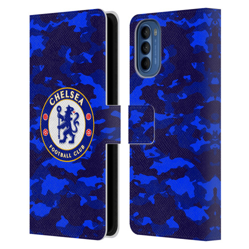 Chelsea Football Club Crest Camouflage Leather Book Wallet Case Cover For Motorola Moto G41