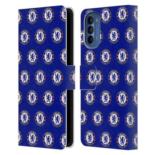 Chelsea Football Club Crest Pattern Leather Book Wallet Case Cover For Motorola Moto G41