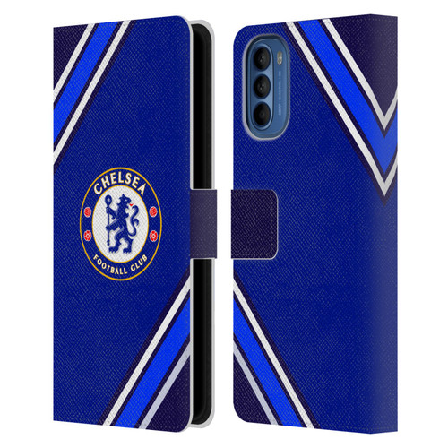Chelsea Football Club Crest Stripes Leather Book Wallet Case Cover For Motorola Moto G41