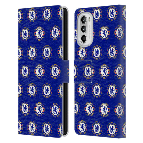 Chelsea Football Club Crest Pattern Leather Book Wallet Case Cover For Motorola Moto G52