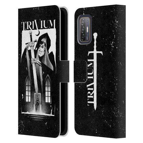 Trivium Graphics Skeleton Sword Leather Book Wallet Case Cover For HTC Desire 21 Pro 5G