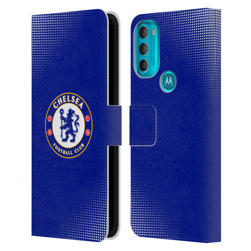 Chelsea Football Club Crest Halftone Leather Book Wallet Case Cover For Motorola Moto G71 5G