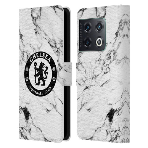 Chelsea Football Club Crest White Marble Leather Book Wallet Case Cover For OnePlus 10 Pro