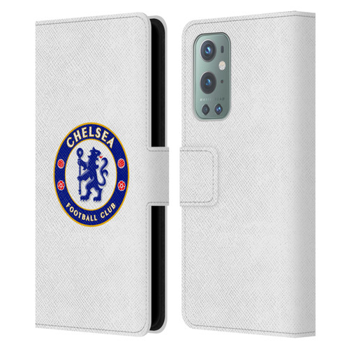 Chelsea Football Club Crest Plain White Leather Book Wallet Case Cover For OnePlus 9
