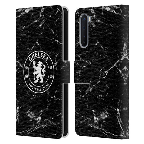 Chelsea Football Club Crest Black Marble Leather Book Wallet Case Cover For OnePlus Nord 5G