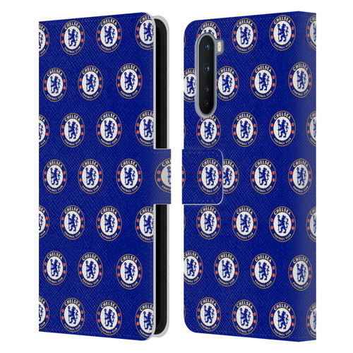 Chelsea Football Club Crest Pattern Leather Book Wallet Case Cover For OnePlus Nord 5G