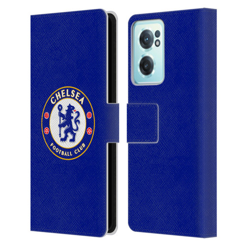 Chelsea Football Club Crest Plain Blue Leather Book Wallet Case Cover For OnePlus Nord CE 2 5G