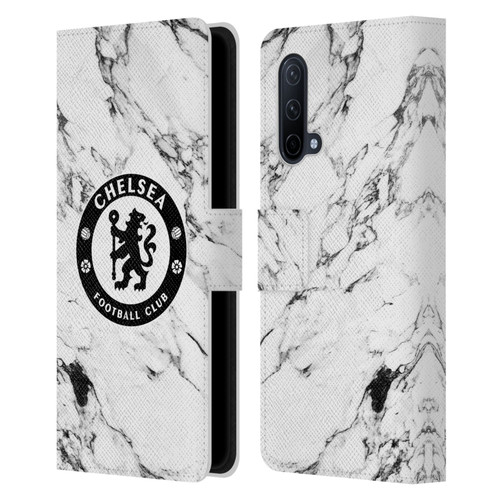 Chelsea Football Club Crest White Marble Leather Book Wallet Case Cover For OnePlus Nord CE 5G