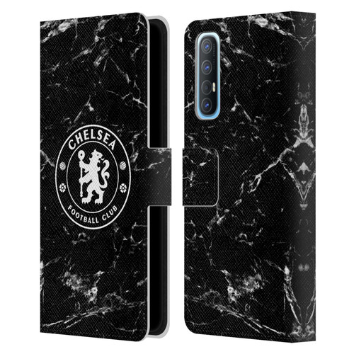 Chelsea Football Club Crest Black Marble Leather Book Wallet Case Cover For OPPO Find X2 Neo 5G