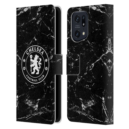 Chelsea Football Club Crest Black Marble Leather Book Wallet Case Cover For OPPO Find X5 Pro