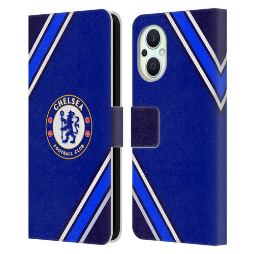 Chelsea Football Club Crest Stripes Leather Book Wallet Case Cover For OPPO Reno8 Lite
