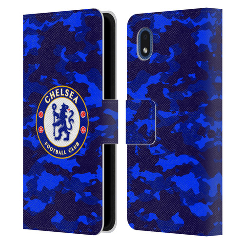Chelsea Football Club Crest Camouflage Leather Book Wallet Case Cover For Samsung Galaxy A01 Core (2020)