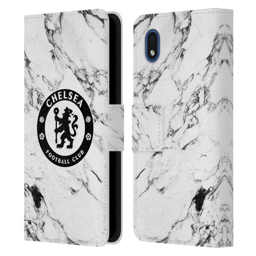 Chelsea Football Club Crest White Marble Leather Book Wallet Case Cover For Samsung Galaxy A01 Core (2020)