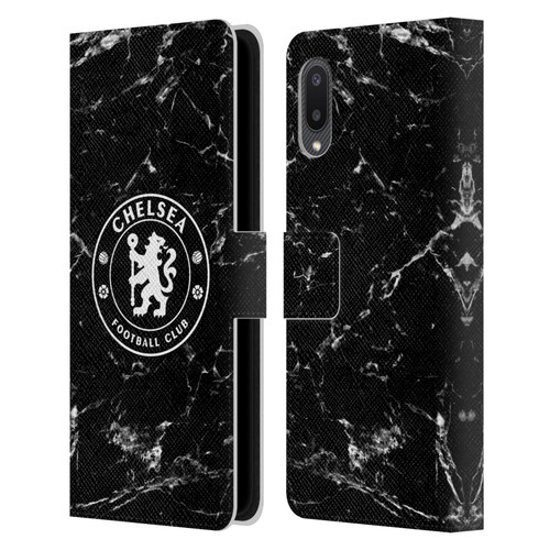 Chelsea Football Club Crest Black Marble Leather Book Wallet Case Cover For Samsung Galaxy A02/M02 (2021)