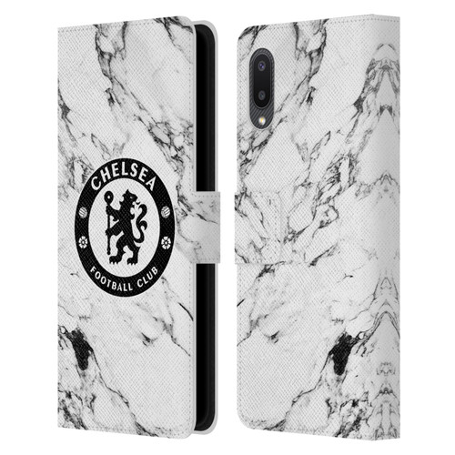 Chelsea Football Club Crest White Marble Leather Book Wallet Case Cover For Samsung Galaxy A02/M02 (2021)