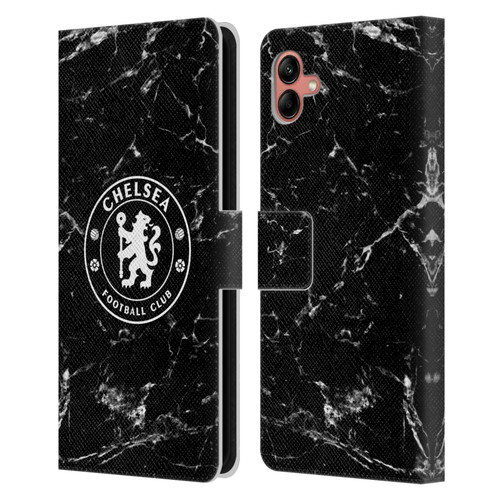 Chelsea Football Club Crest Black Marble Leather Book Wallet Case Cover For Samsung Galaxy A04 (2022)