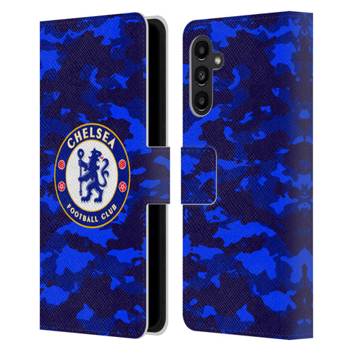 Chelsea Football Club Crest Camouflage Leather Book Wallet Case Cover For Samsung Galaxy A13 5G (2021)