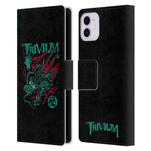 Trivium Graphics Screaming Dragon Leather Book Wallet Case Cover For Apple iPhone 11