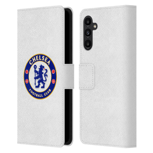 Chelsea Football Club Crest Plain White Leather Book Wallet Case Cover For Samsung Galaxy A13 5G (2021)