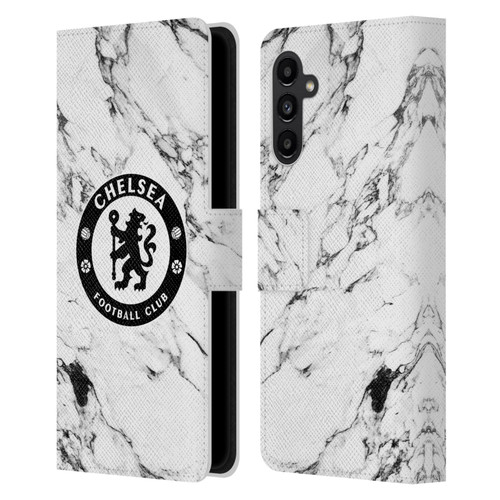 Chelsea Football Club Crest White Marble Leather Book Wallet Case Cover For Samsung Galaxy A13 5G (2021)