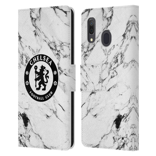 Chelsea Football Club Crest White Marble Leather Book Wallet Case Cover For Samsung Galaxy A33 5G (2022)