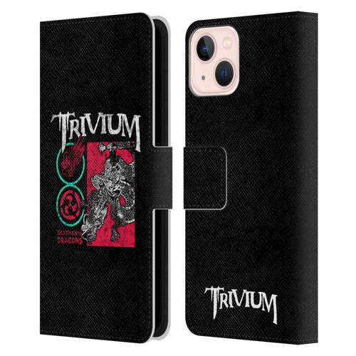 Trivium Graphics Deadmen And Dragons Date Leather Book Wallet Case Cover For Apple iPhone 13