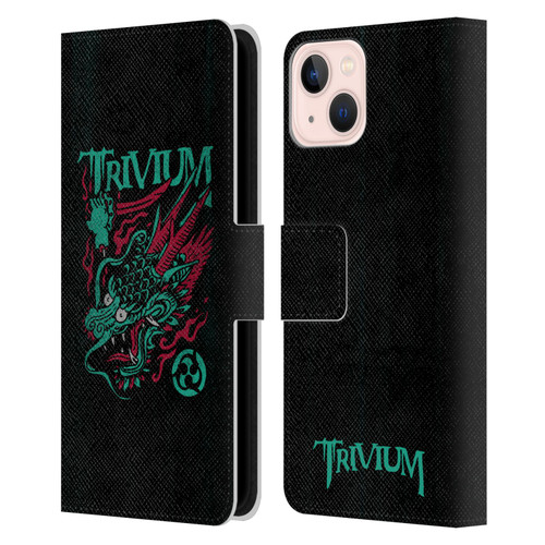 Trivium Graphics Screaming Dragon Leather Book Wallet Case Cover For Apple iPhone 13