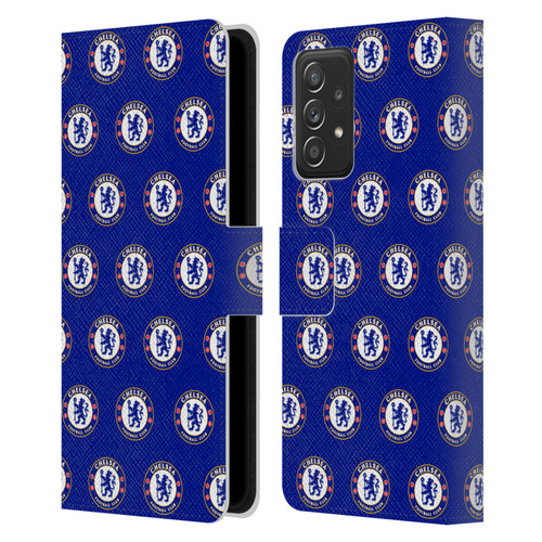 Chelsea Football Club Crest Pattern Leather Book Wallet Case Cover For Samsung Galaxy A52 / A52s / 5G (2021)