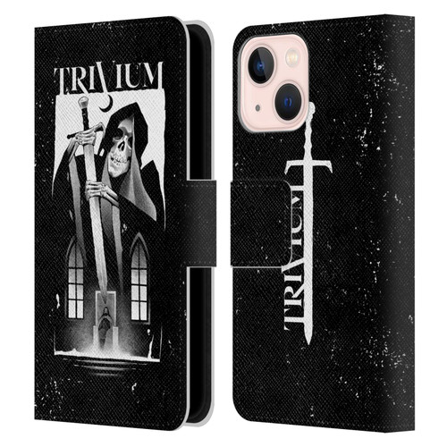 Trivium Graphics Skeleton Sword Leather Book Wallet Case Cover For Apple iPhone 13 Mini