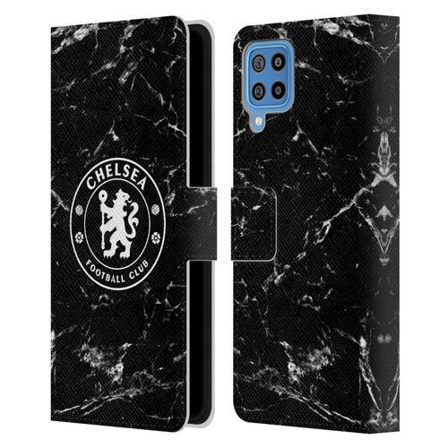 Chelsea Football Club Crest Black Marble Leather Book Wallet Case Cover For Samsung Galaxy F22 (2021)