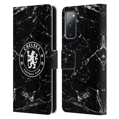 Chelsea Football Club Crest Black Marble Leather Book Wallet Case Cover For Samsung Galaxy S20 FE / 5G