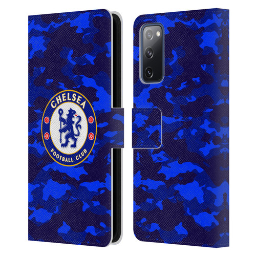 Chelsea Football Club Crest Camouflage Leather Book Wallet Case Cover For Samsung Galaxy S20 FE / 5G