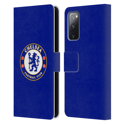 Chelsea Football Club Crest Plain Blue Leather Book Wallet Case Cover For Samsung Galaxy S20 FE / 5G
