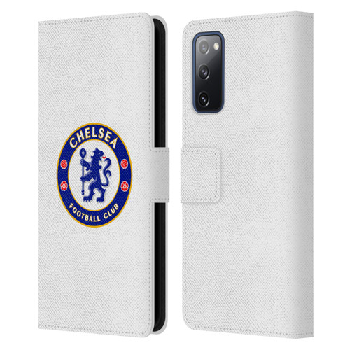 Chelsea Football Club Crest Plain White Leather Book Wallet Case Cover For Samsung Galaxy S20 FE / 5G