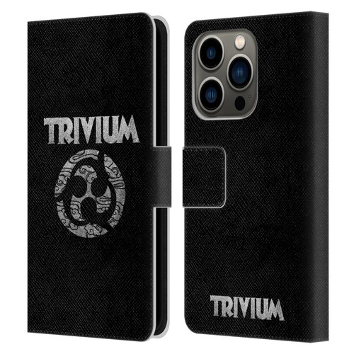 Trivium Graphics Swirl Logo Leather Book Wallet Case Cover For Apple iPhone 14 Pro