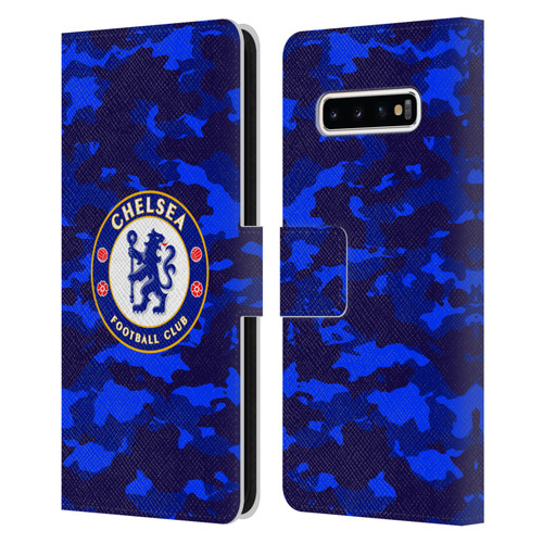 Chelsea Football Club Crest Camouflage Leather Book Wallet Case Cover For Samsung Galaxy S10+ / S10 Plus