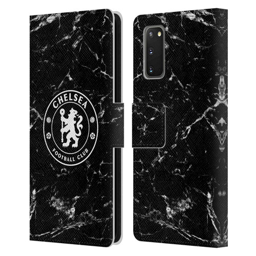 Chelsea Football Club Crest Black Marble Leather Book Wallet Case Cover For Samsung Galaxy S20 / S20 5G