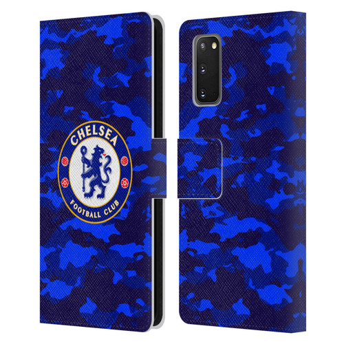 Chelsea Football Club Crest Camouflage Leather Book Wallet Case Cover For Samsung Galaxy S20 / S20 5G