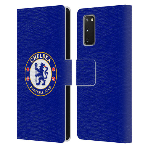 Chelsea Football Club Crest Plain Blue Leather Book Wallet Case Cover For Samsung Galaxy S20 / S20 5G