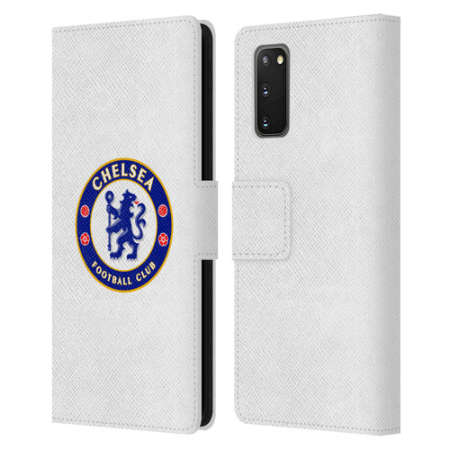 Chelsea Football Club Crest Plain White Leather Book Wallet Case Cover For Samsung Galaxy S20 / S20 5G